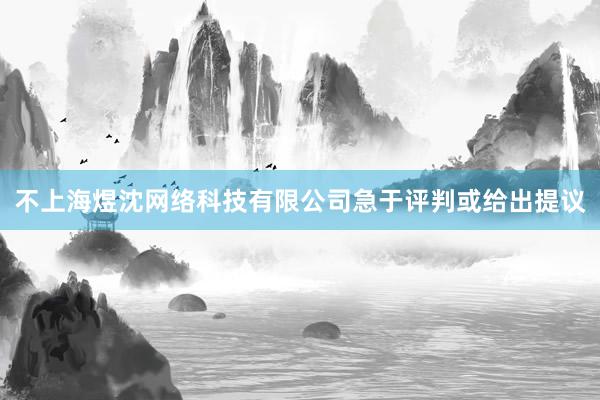 不上海煜沈网络科技有限公司急于评判或给出提议